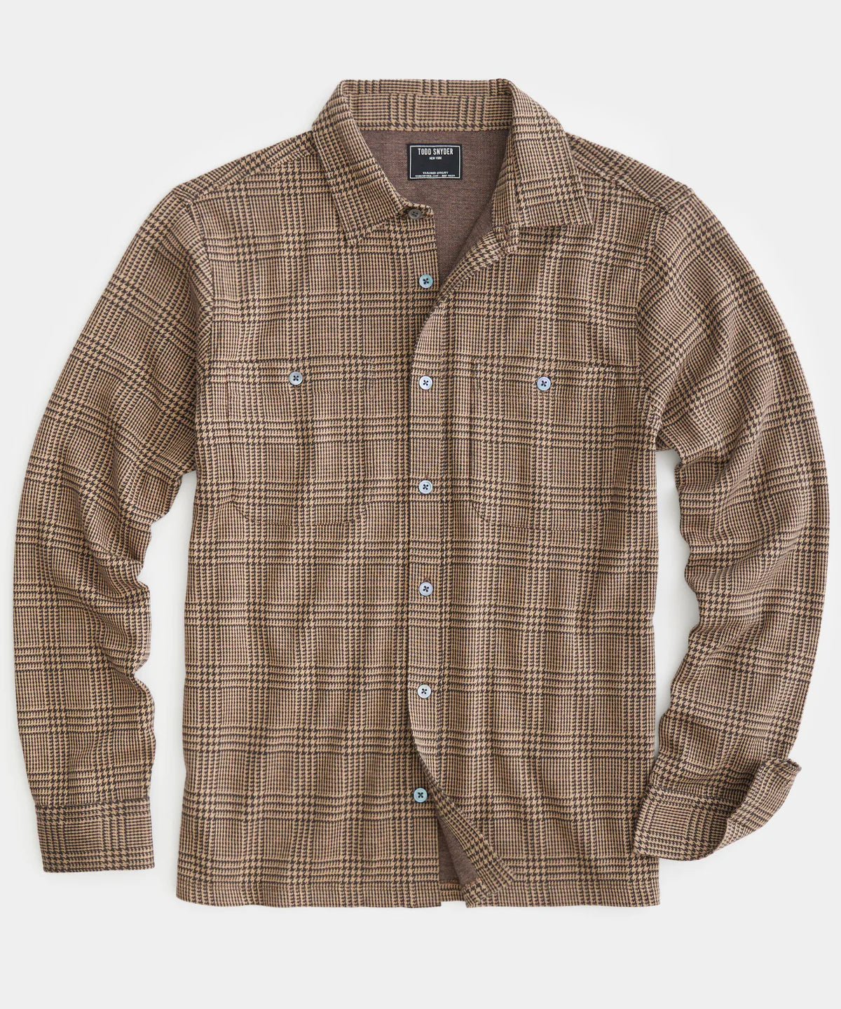 Todd Snyder - TODD SNYDER LONG-SLEEVE GLEN PLAID DOUBLE KNIT POLO IN GLAZED PECAN - Rent With Thred