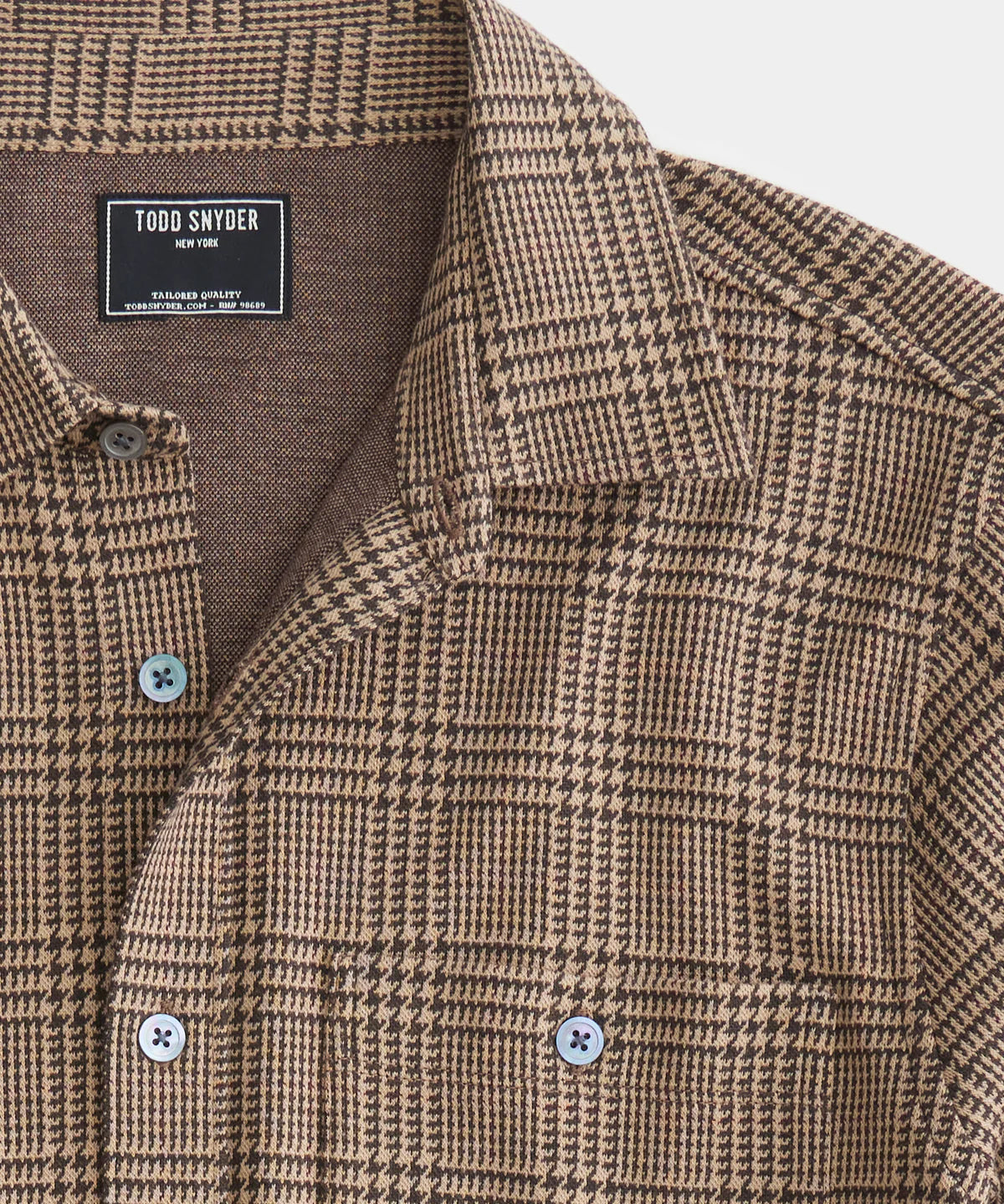 Todd Snyder - TODD SNYDER LONG-SLEEVE GLEN PLAID DOUBLE KNIT POLO IN GLAZED PECAN - Rent With Thred