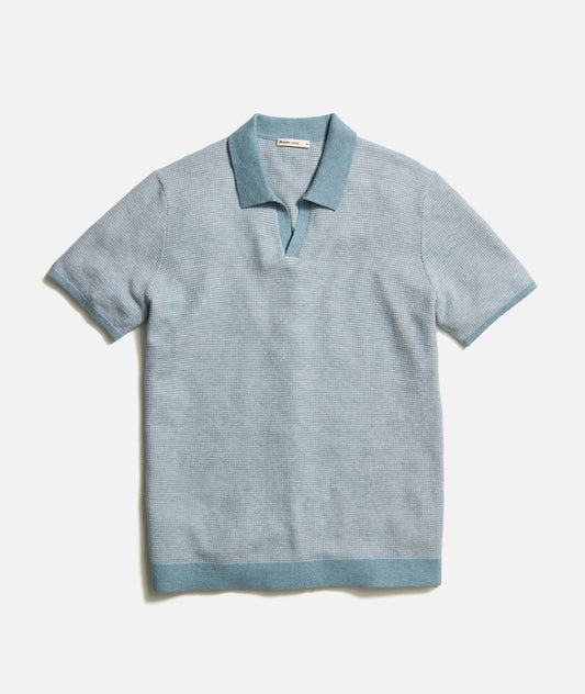 Marine Layer - MARINE LAYER LIAM SWEATER POLO IN TOPAZ/VAPOR - Rent With Thred