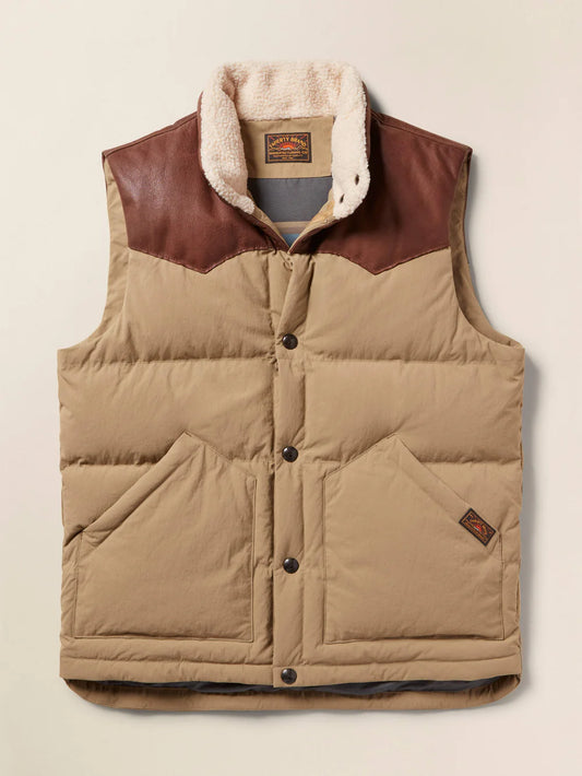 Faherty - FAHERTY RANGE DOWN VEST IN DRILL KHAKI - Rent With Thred
