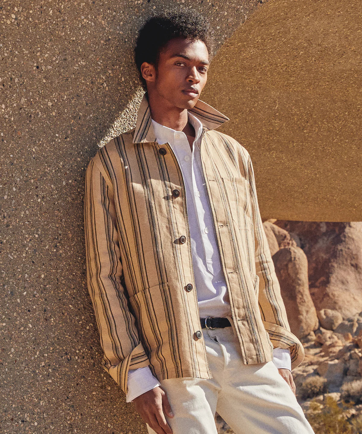 Todd Snyder - TODD SNYDER ITALIAN LINEN CHORE SHIRT IN STRIPE - Rent With Thred