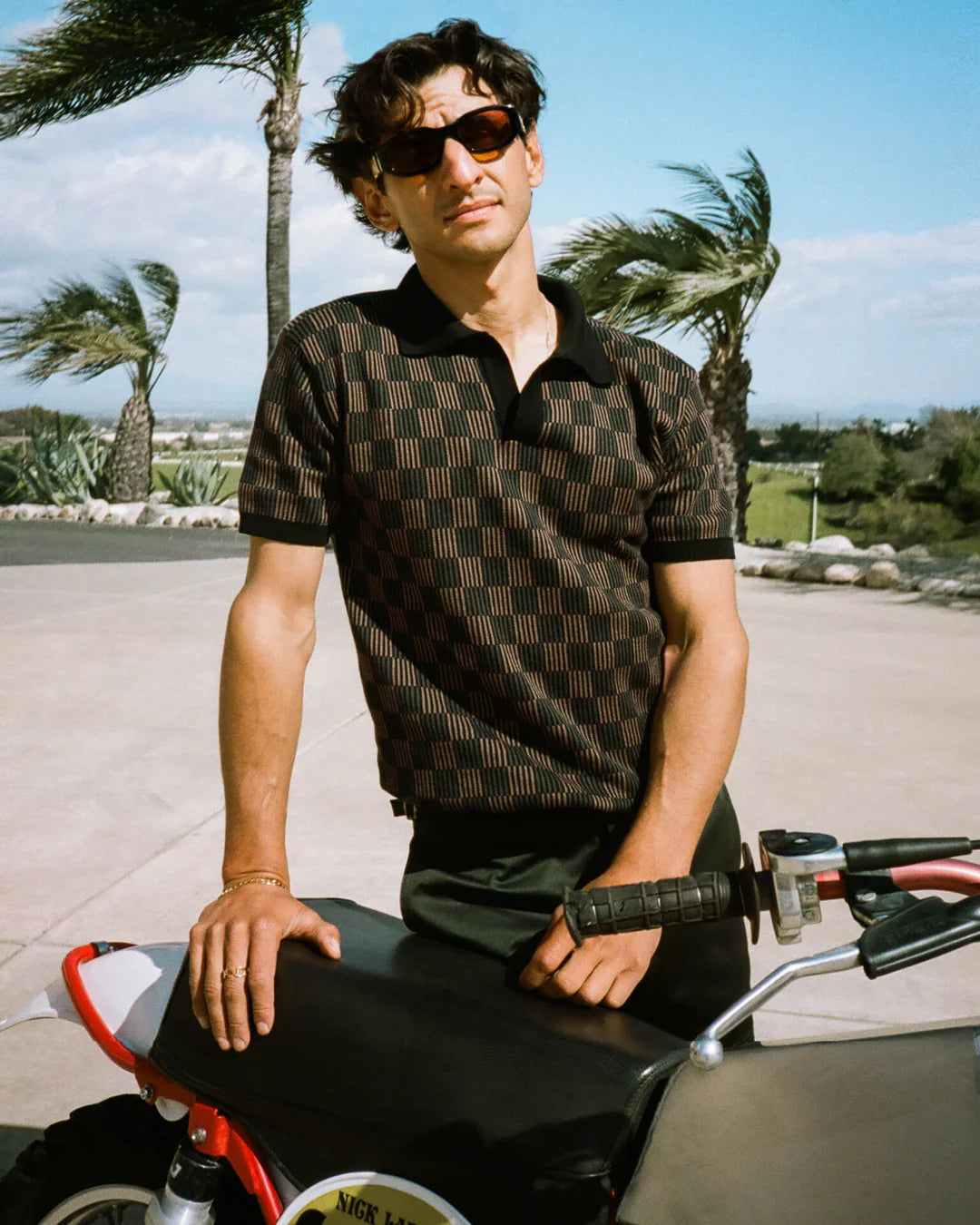 Dandy Del Mar - DANDY DEL MAR THE SEBASTIAN KNIT POLO SHIRT IN ONYX - Rent With Thred