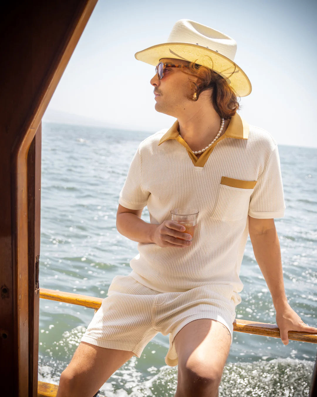 Dandy Del Mar - DANDY DEL MAR CANNES WAFFLE KNIT SHIRT IN VINTAGE IVORY - Rent With Thred