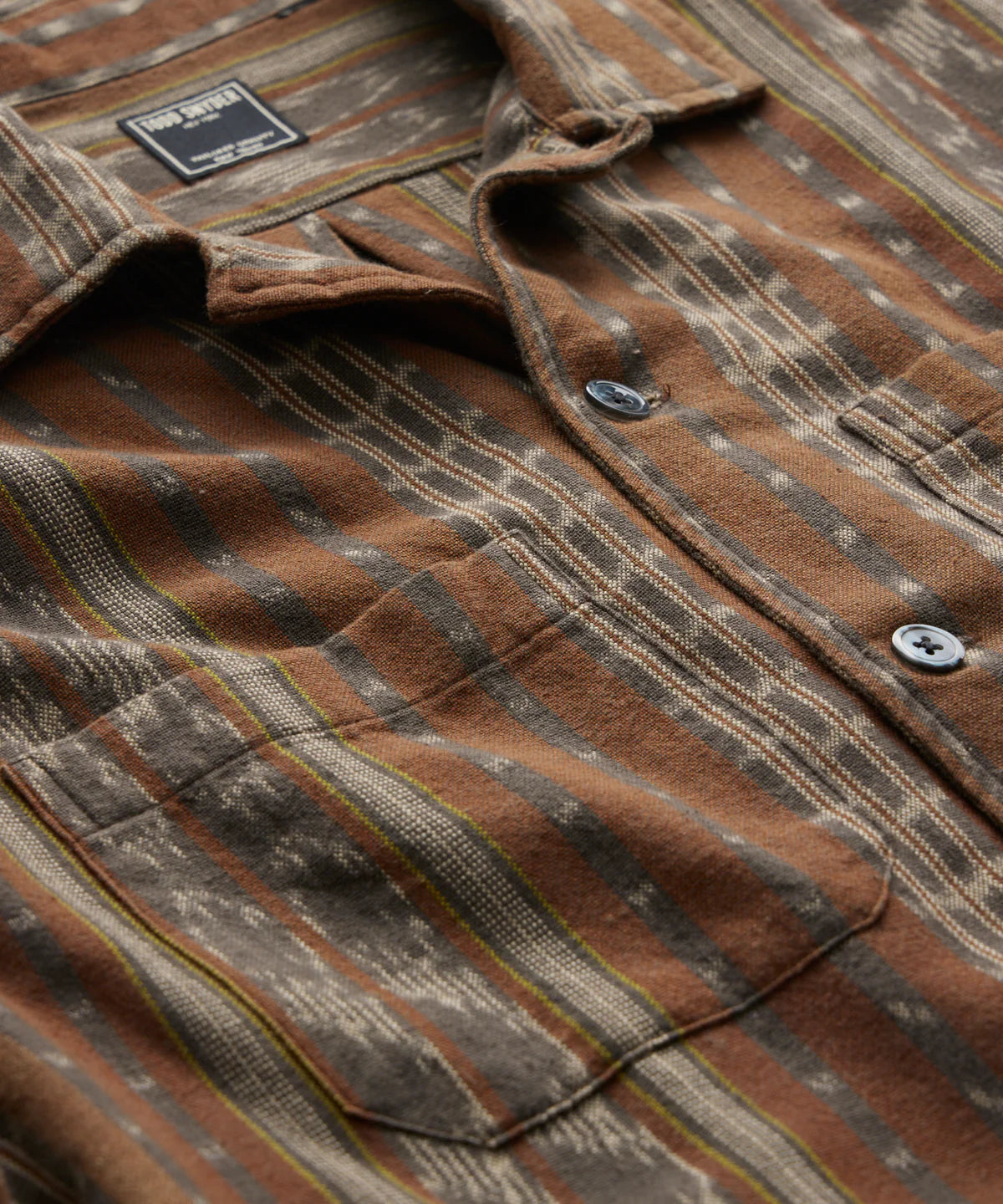 Todd Snyder - TODD SNYDER JACQUARD LONG SLEEVE GUAYABERA IN RUST - Rent With Thred