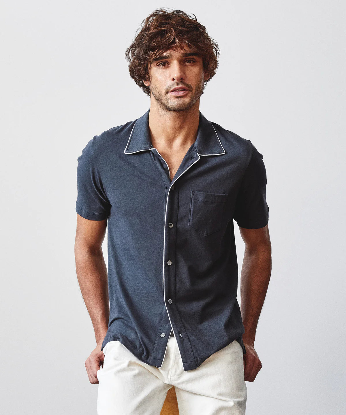 Todd Snyder - TODD SNYDER MONTAUK TIPPED FULL PLACKET POLO IN RAILINGS - Rent With Thred