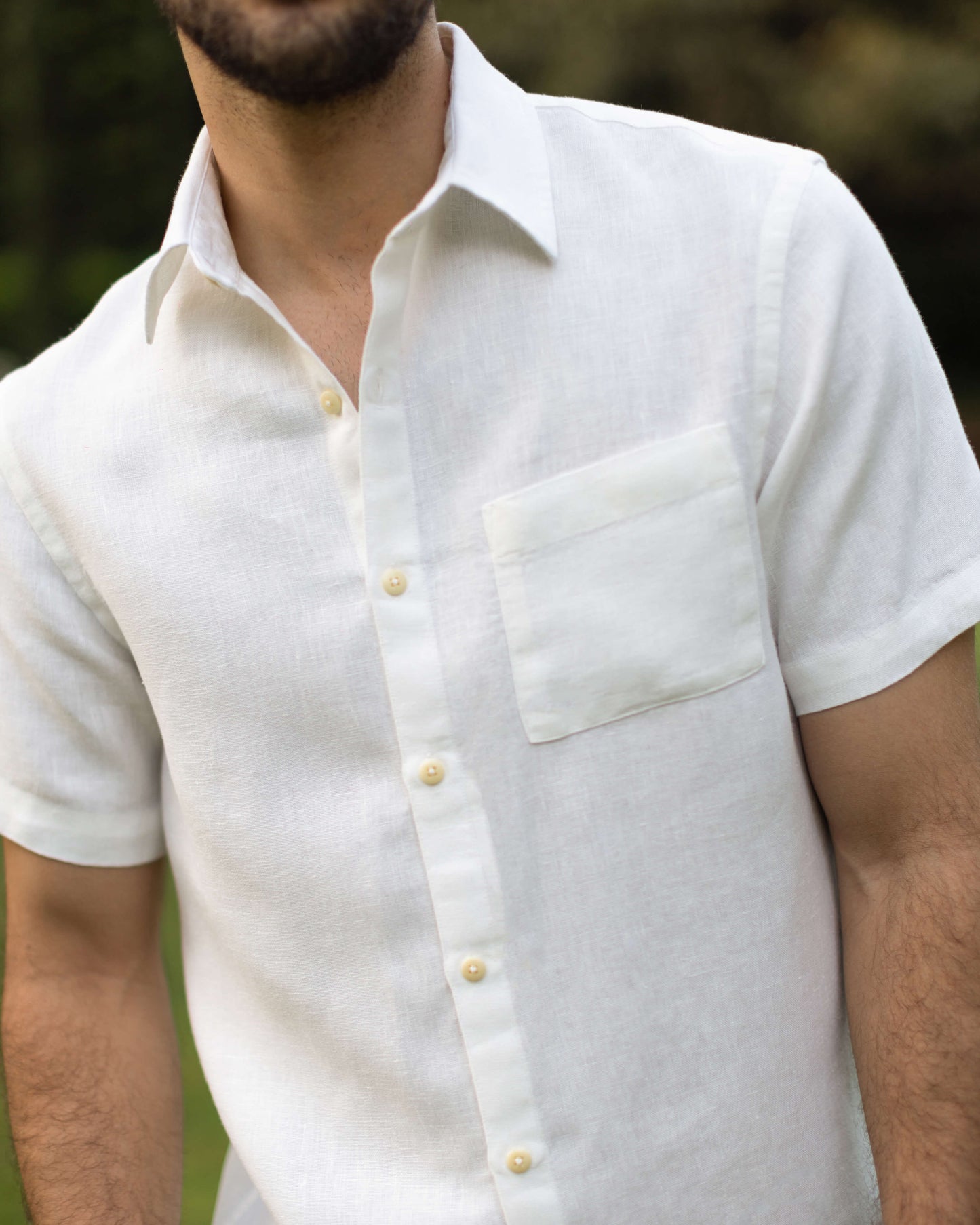 Alex Crane - ALEX CRANE LINEN SS SHIRT IN WHITE - Rent With Thred