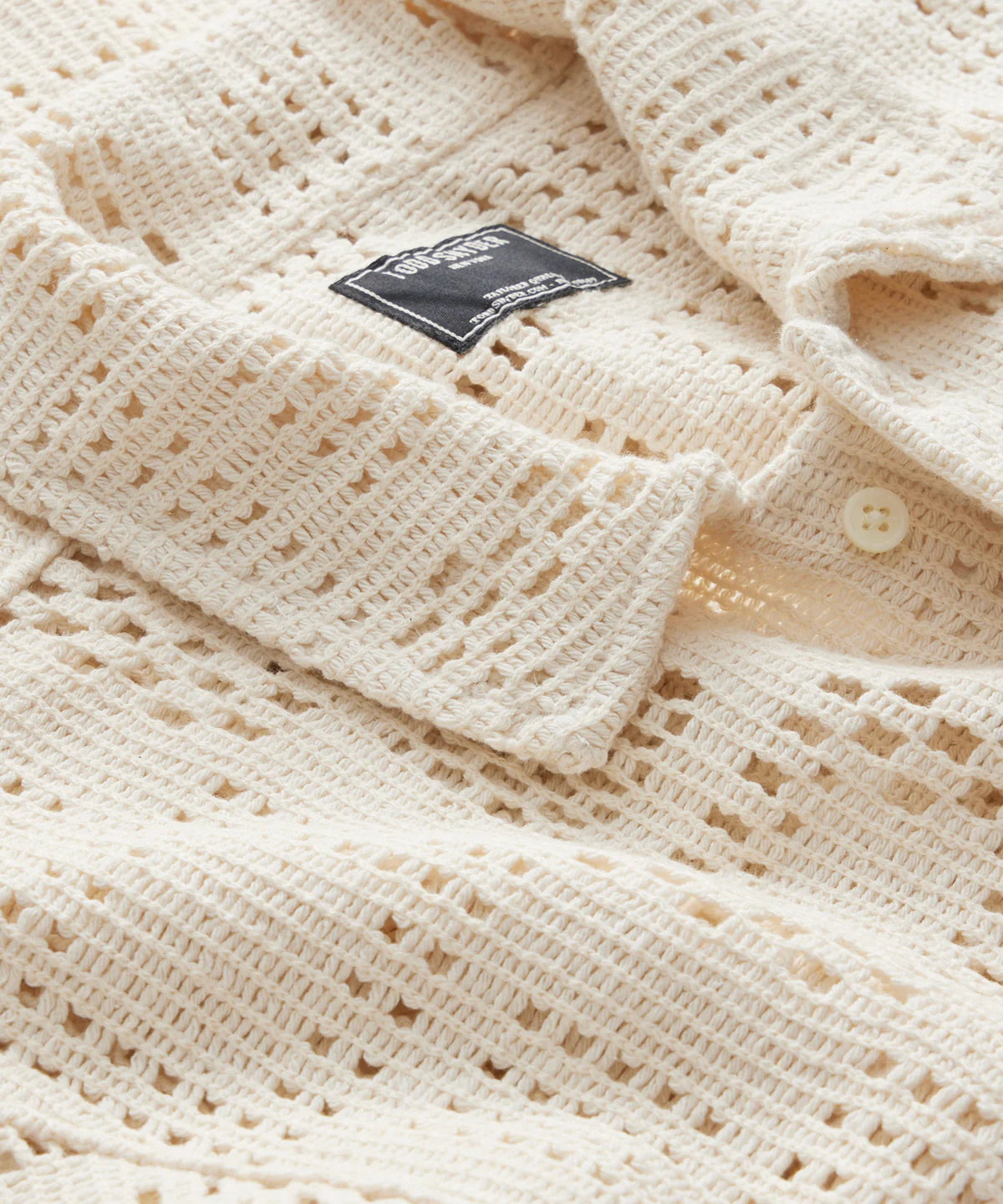 Todd Snyder - TODD SNYDER OPEN-KNIT CABANA POLO IN BISQUE TONAL SQUARE - Rent With Thred