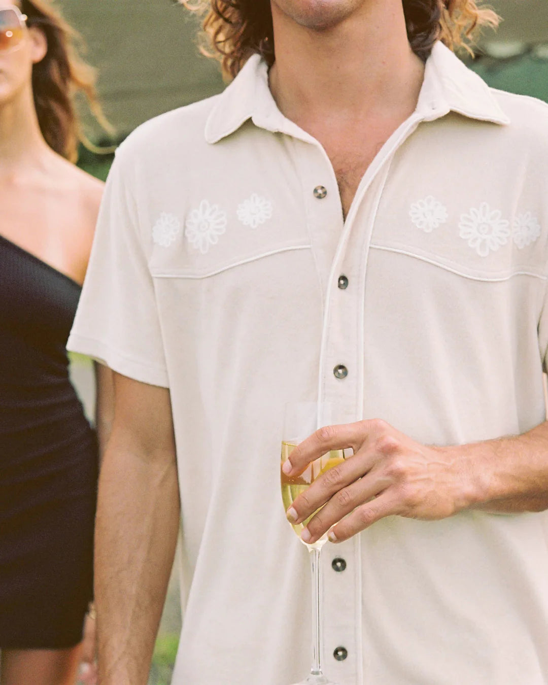 Dandy Del Mar - DANDY DEL MAR THE GAUCHO TERRY CLOTH SHIRT IN ALABASTER - Rent With Thred