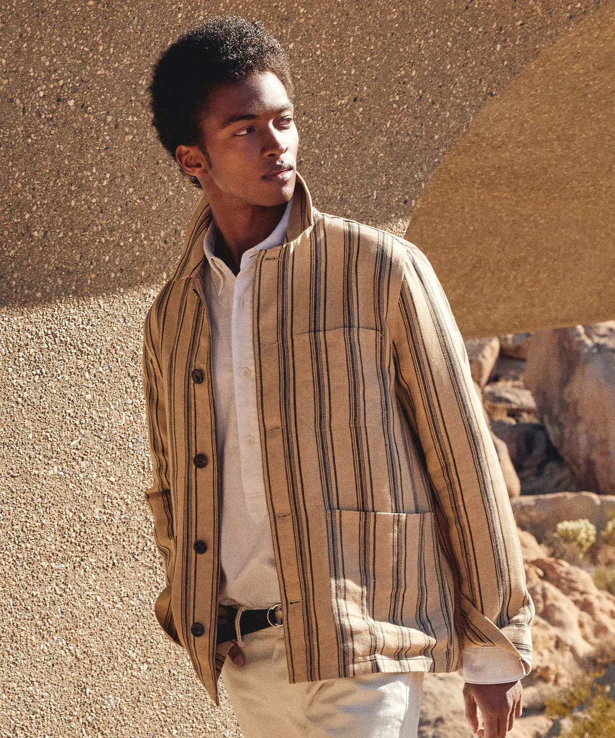 Todd Snyder - TODD SNYDER ITALIAN LINEN CHORE SHIRT IN STRIPE - Rent With Thred