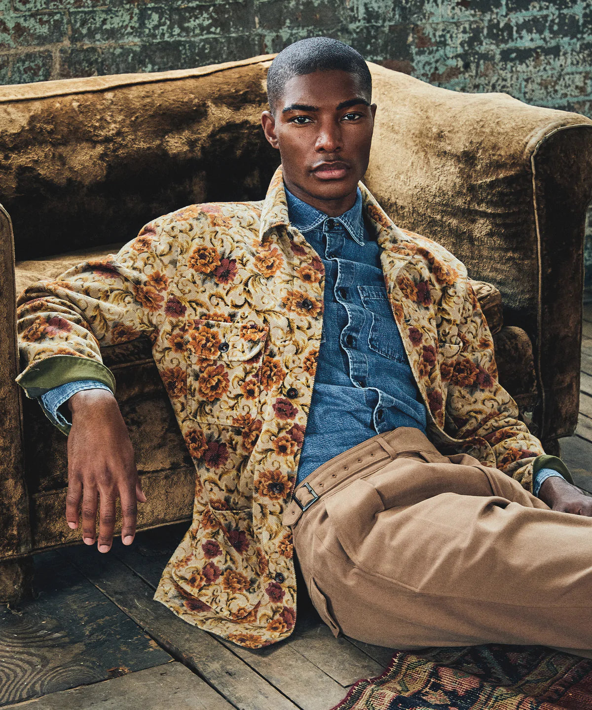 Todd Snyder - TODD SNYDER JAPANESE CORDUROY BARN JACKET IN CREAM FLORAL - Rent With Thred