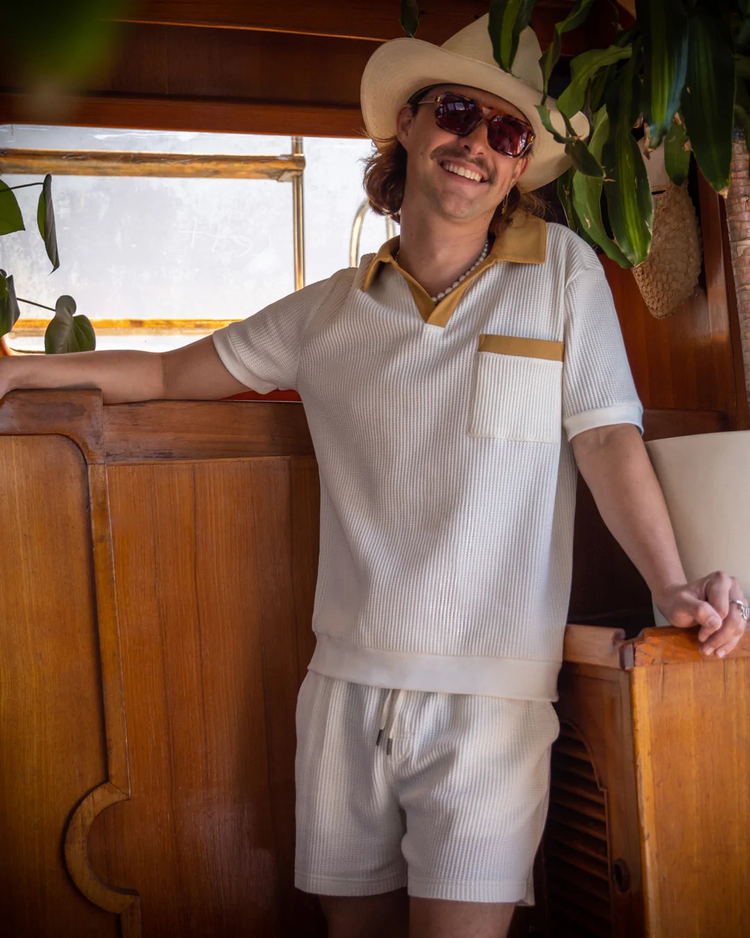 Dandy Del Mar - DANDY DEL MAR THE CANNES WAFFLE KNIT SHORTS IN VINTAGE IVORY - Rent With Thred