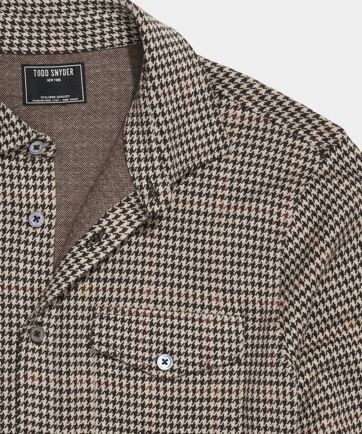 Todd Snyder - TODD SNYDER HOUNDSTOOTH DOUBLE KNIT POLO IN SADDLE BROWN - Rent With Thred