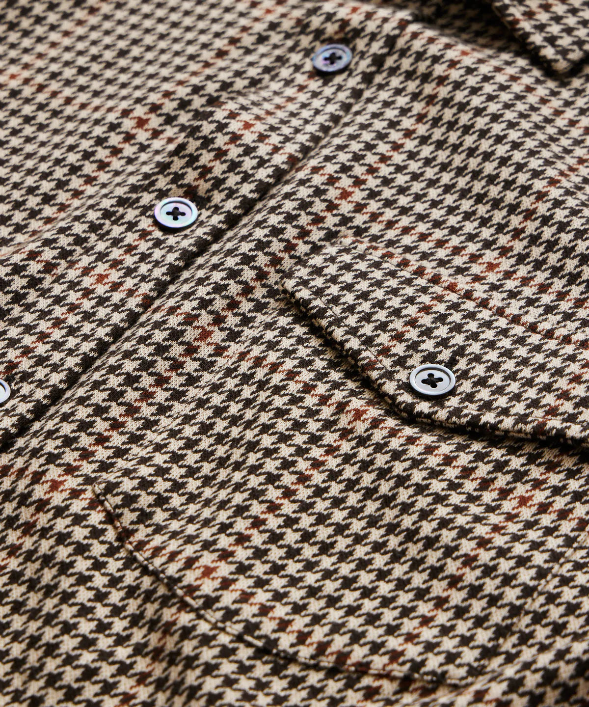 Todd Snyder - TODD SNYDER HOUNDSTOOTH DOUBLE KNIT POLO IN SADDLE BROWN - Rent With Thred